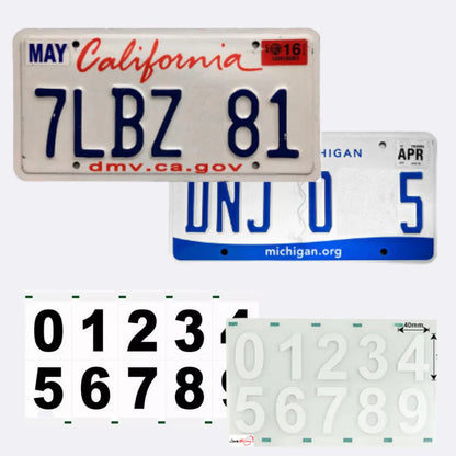 Reflective License Plate Stickers (Numbers)